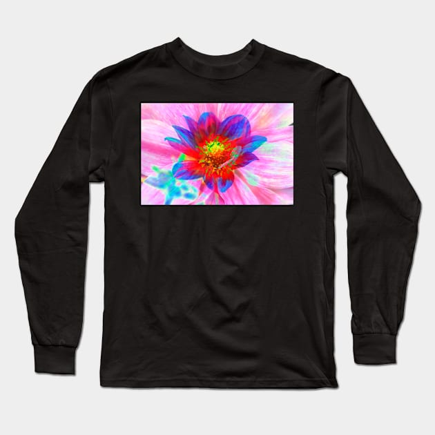 Dahlia, Dahlia, abstract, colorful, flower, bloom Long Sleeve T-Shirt by Kruegerfoto